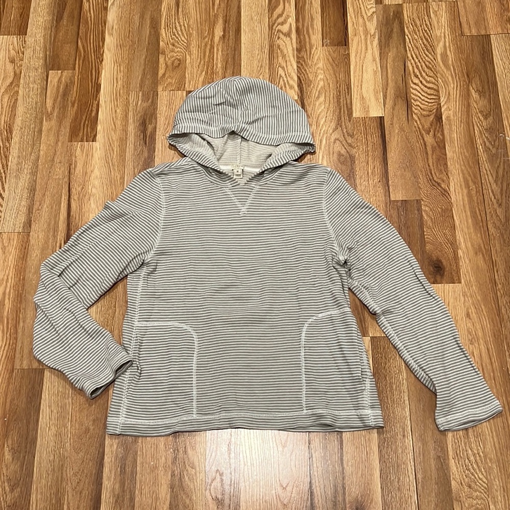 J.Crew Factory Gray & White Stripe Knit Hoodie size Medium